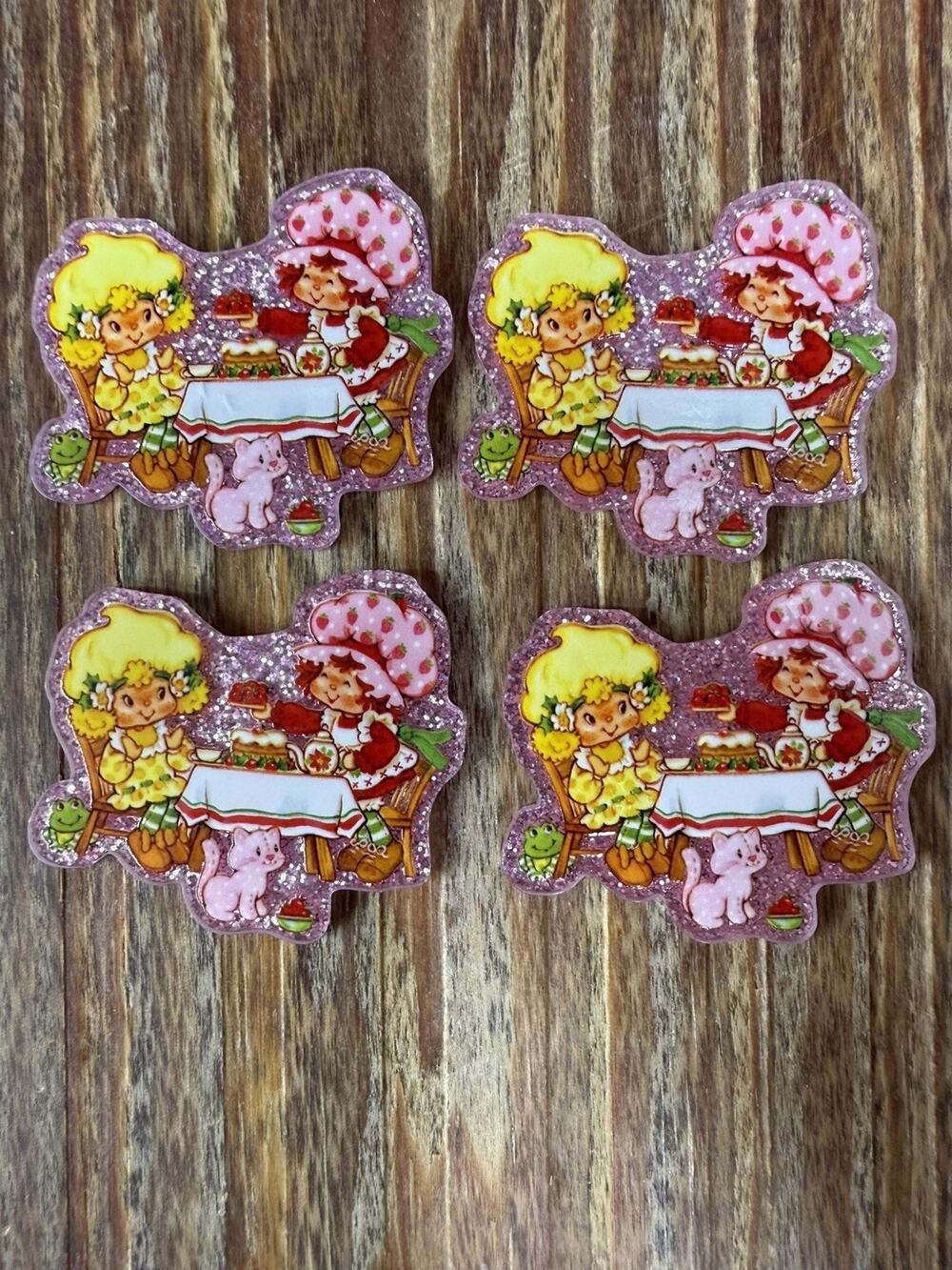 4 Pc Strawberry Shortcake Acrylic Flatbacks